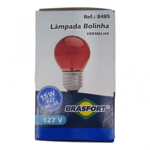 LAMP.BOLINHA BRASFORT 15WX127V VERMELHA PC 5