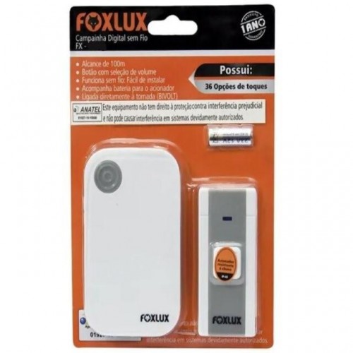 CAMPAINHA S/FIO FOXLUX 36 TOQUES (PILHA) CAD 6 PC 1