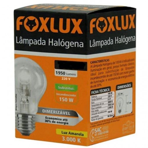 LAMPADA HALOGENA CLASSICA FOXLUX  70W X 127V PC 10