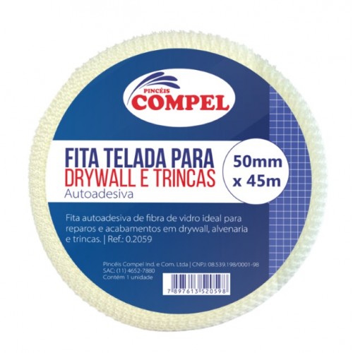 FITA TELADA P/DRYWALL COMPEL 50MMX45MTS (1.2059) PC 1