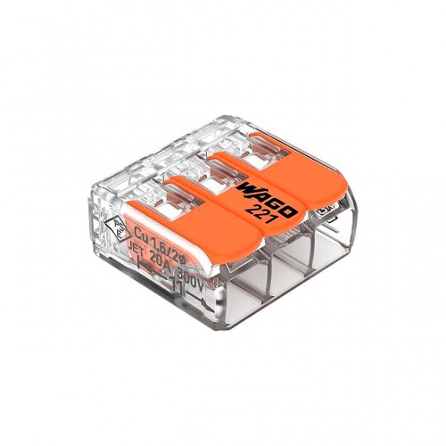 CONECTOR EMENDA WAGO TP 4MM 3P 32A 221-413 PC 10