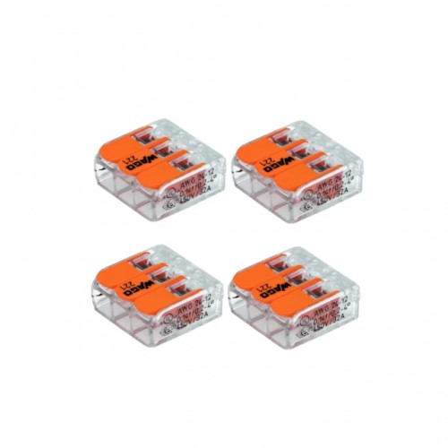 CONECTOR EMENDA WAGO TP CARTELA 4MM 3P 32A 221-413 C/4 UNID. 60473337 PC 1